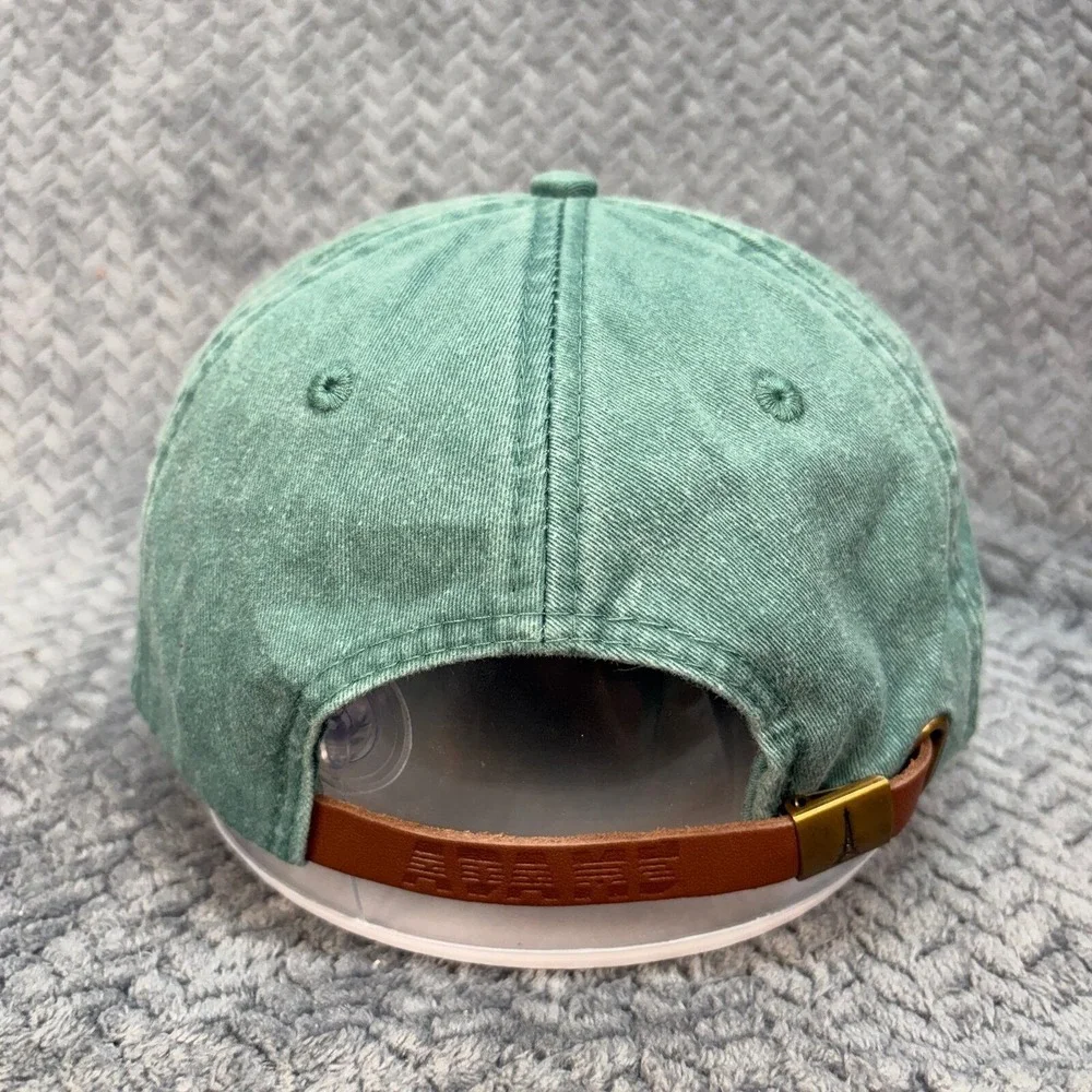 Adams Local Heart Embroidered Green Pigment Dyed Leather Strapback Dad Hat LP101